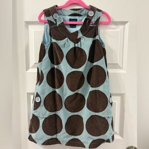 Mini Boden Brown and Blue Polka Dot Dress
